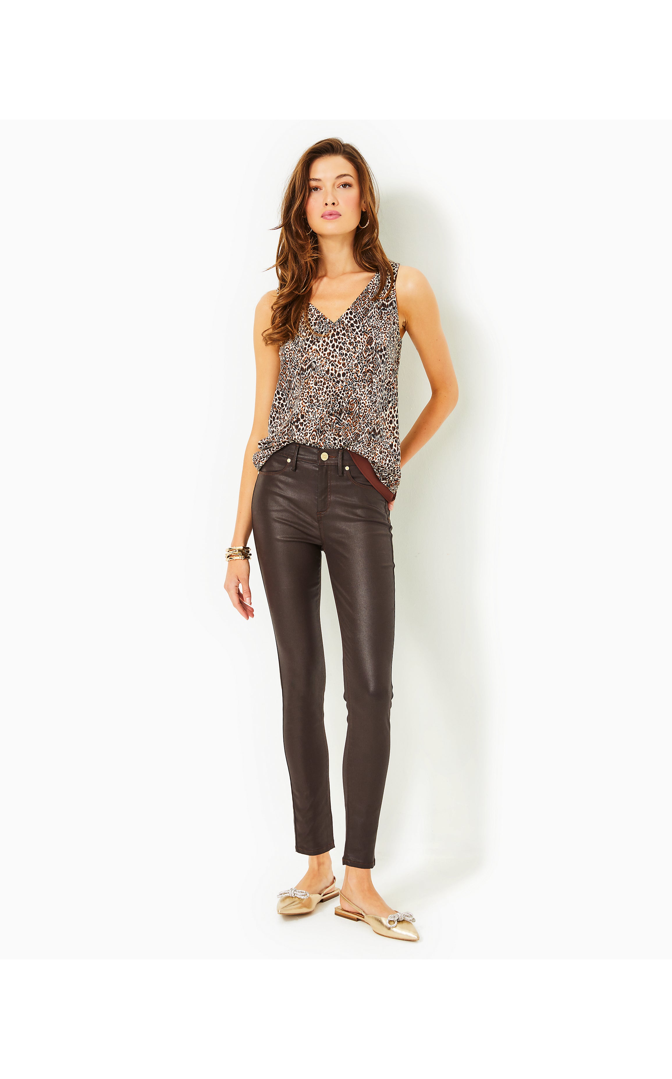 Eagan High Rise Stretch Coated Jean in Mochachino