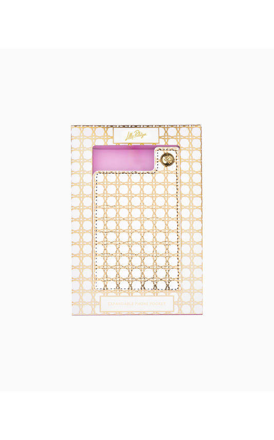 Expandable Phone Pocket in Gold Metallic Caning