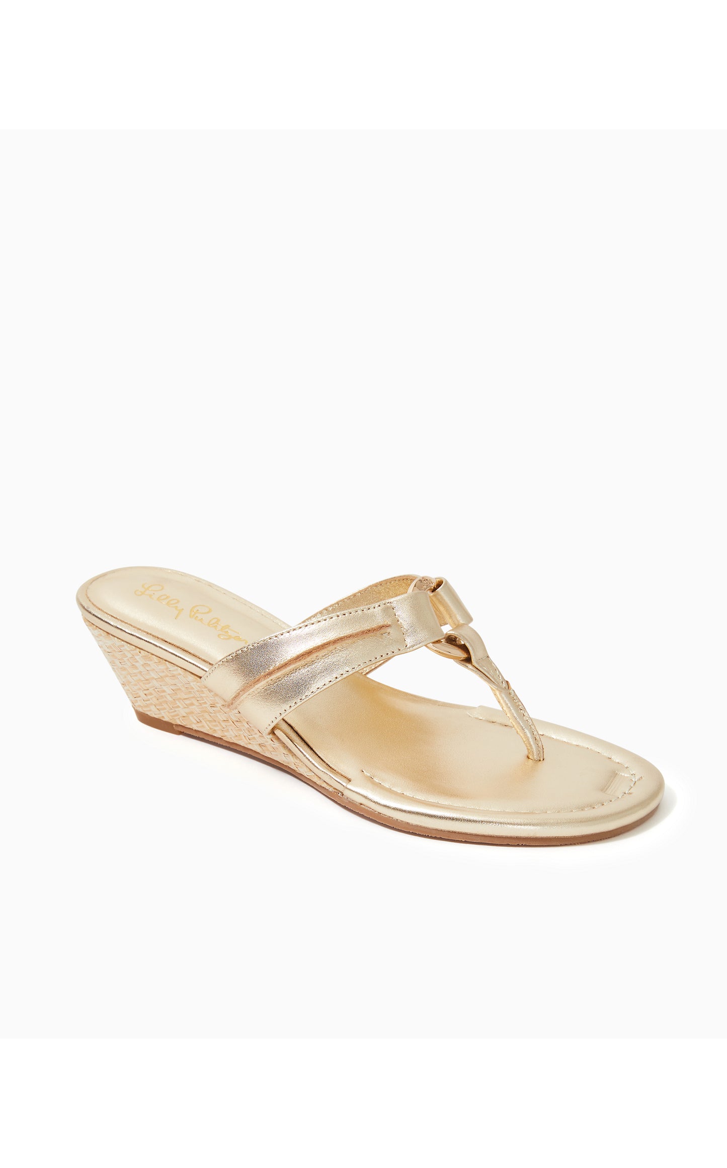 McKim Wedge Sandal in Gold Metallic – Pink a Lilly Pulitzer Signature Store